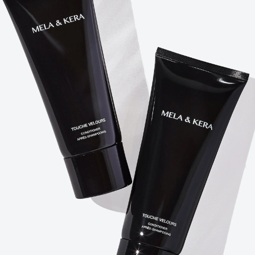 Touche velours conditioner Mela & Kera de la Boutique Flair, boutique de produits pour cheveux et salon de coiffure à Blainville.