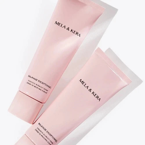 Balayage exceptionnel Mela & Kera sans sulfate de la Boutique Flair, boutique de produits pour cheveux et salon de coiffure à Blainville. Ils offrent des produits tels que des shampoings sans sulfate, des masques capillaires, des gels douche, des après-shampoings. Ils sont non seulement certifiés par Bellami, mais ils offrent également des produits de plusieurs autres marques telles que Oribe Canada, T3, Iles Formula, QiQi, et bien d'autres !